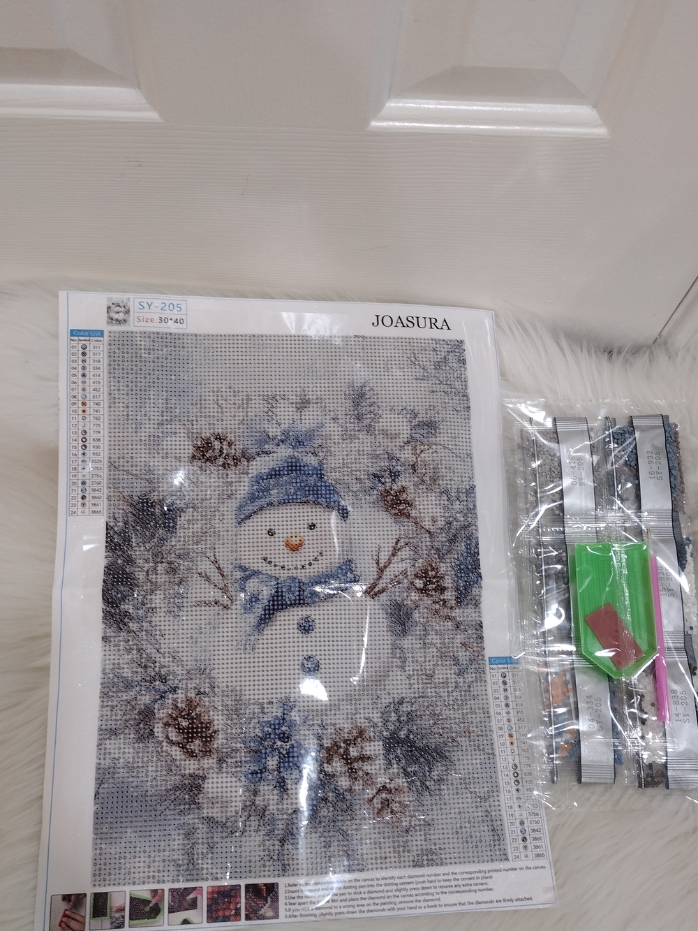 Joasura Snowman Diamond Painting Art Kit - Blue & White Size 10x14 In